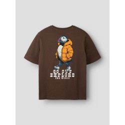 NAME IT KIDS Logan kortærmet t-shirt - Chocolate Brown
