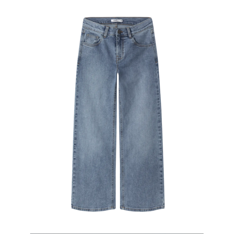 NAME IT KIDS pige - Rose brede jeans - Medium Blue Denim