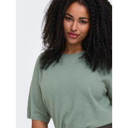ONLY CARMAKOMA Loyal 2/4 rund hals pullover -Chinois Green