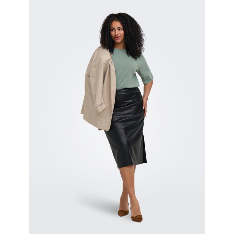 ONLY CARMAKOMA Loyal 2/4 rund hals pullover -Chinois Green