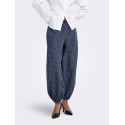 JDY Peggy mellemtaljet ternet ballon bukser - Navy Blazer