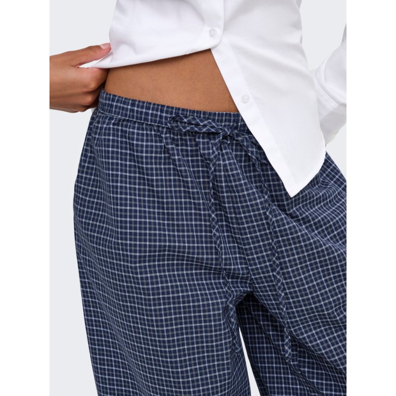 JDY Peggy mellemtaljet ternet ballon bukser - Navy Blazer