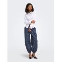 JDY Peggy mellemtaljet ternet ballon bukser - Navy Blazer