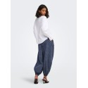 JDY Peggy mellemtaljet ternet ballon bukser - Navy Blazer