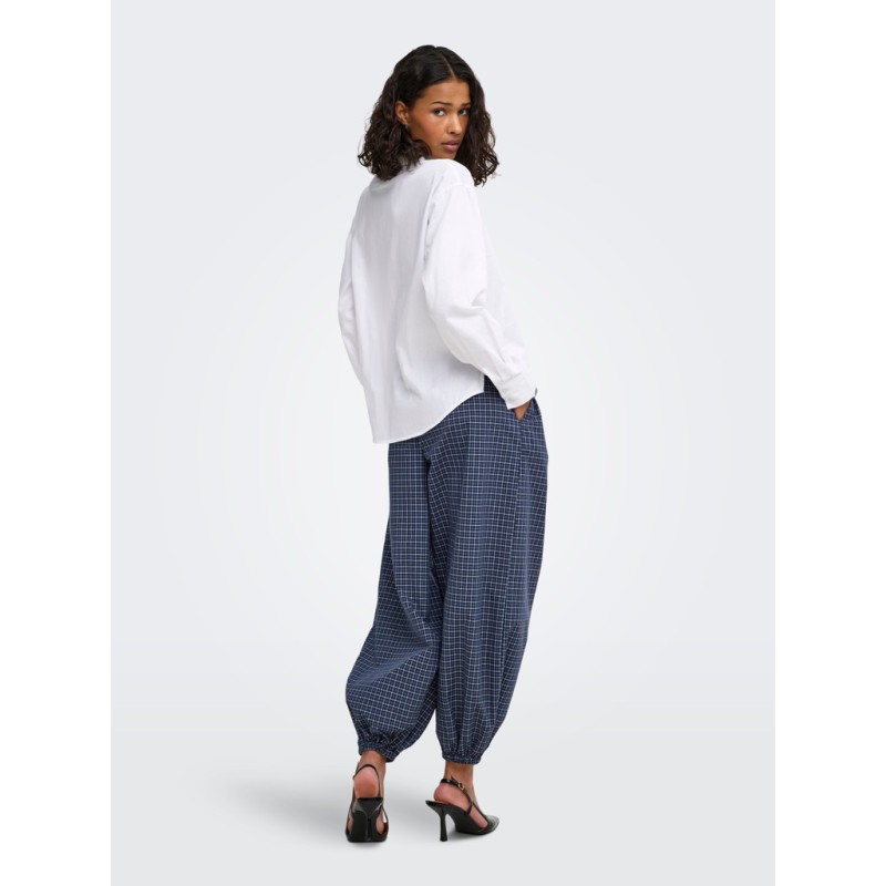JDY Peggy mellemtaljet ternet ballon bukser - Navy Blazer