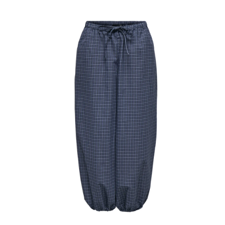 JDY Peggy mellemtaljet ternet ballon bukser - Navy Blazer