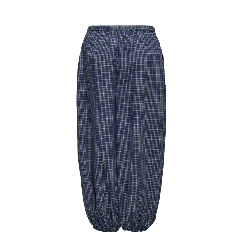 JDY Peggy mellemtaljet ternet ballon bukser - Navy Blazer