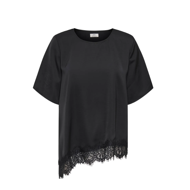 JDY Urba kortærmet asymmetrisk t-shirt - Sort