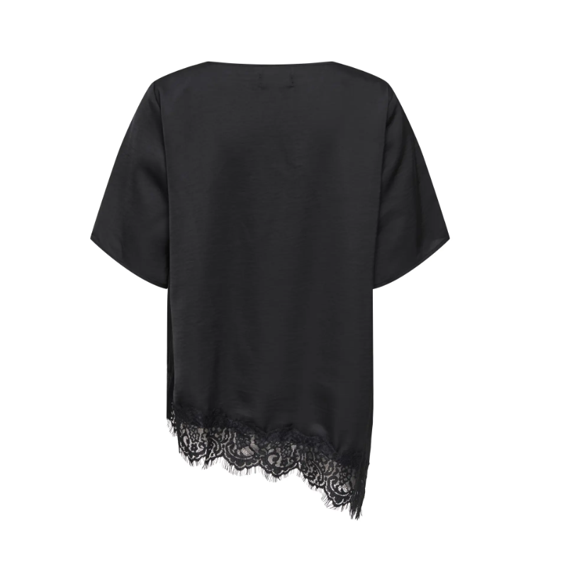 JDY Urba kortærmet asymmetrisk t-shirt - Sort
