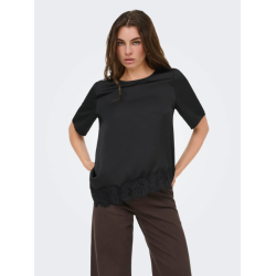 JDY Urba kortærmet asymmetrisk t-shirt - Sort