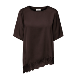 JDY Urba kortærmet asymmetrisk t-shirt - Chocolate Torte