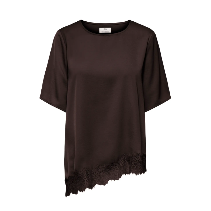 JDY Urba kortærmet asymmetrisk t-shirt - Chocolate Torte