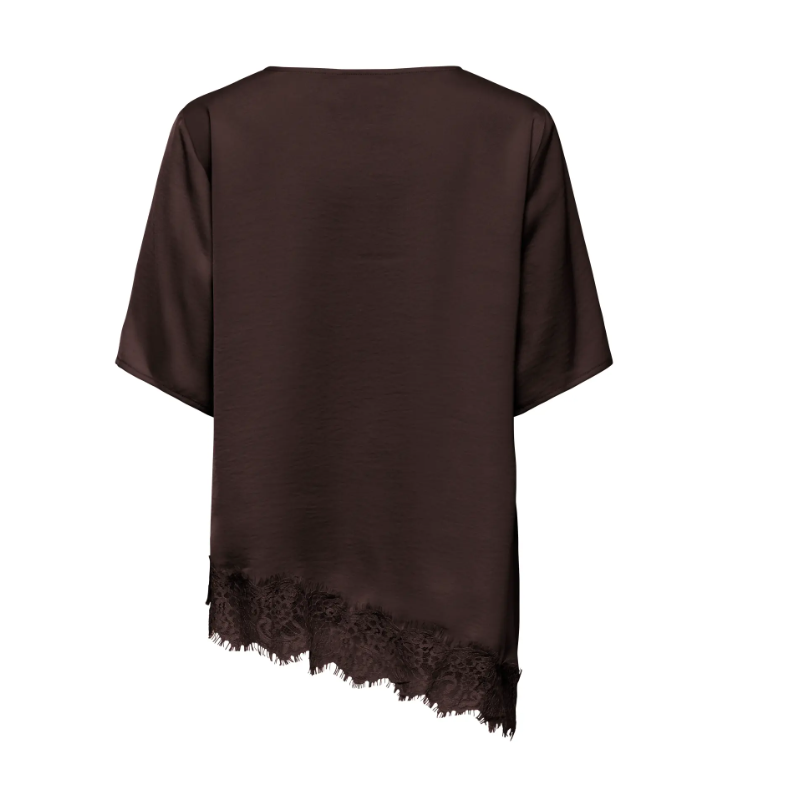 JDY Urba kortærmet asymmetrisk t-shirt - Chocolate Torte