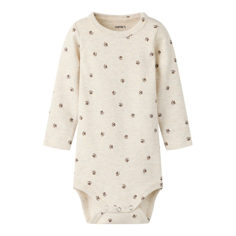 NAME IT Baby Laris x-slim langærmet bodystocking - Peyote Melange