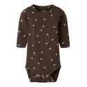 NAME IT Baby Laris x-slim langærmet bodystocking - Chocolate Brown