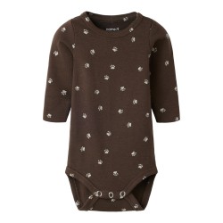 NAME IT Baby Laris x-slim langærmet bodystocking - Chocolate Brown