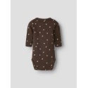 NAME IT Baby Laris x-slim langærmet bodystocking - Chocolate Brown