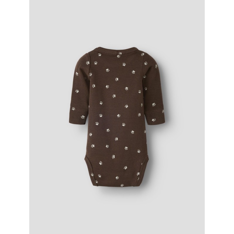 NAME IT Baby Laris x-slim langærmet bodystocking - Chocolate Brown