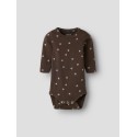 NAME IT Baby Laris x-slim langærmet bodystocking - Chocolate Brown