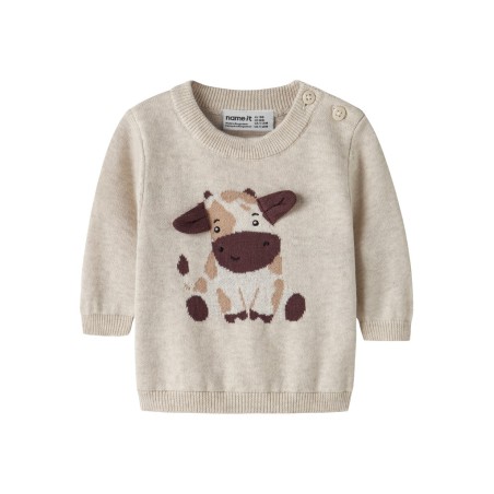 NAME IT BABY Ligan langærmet strik - Peyote Melange