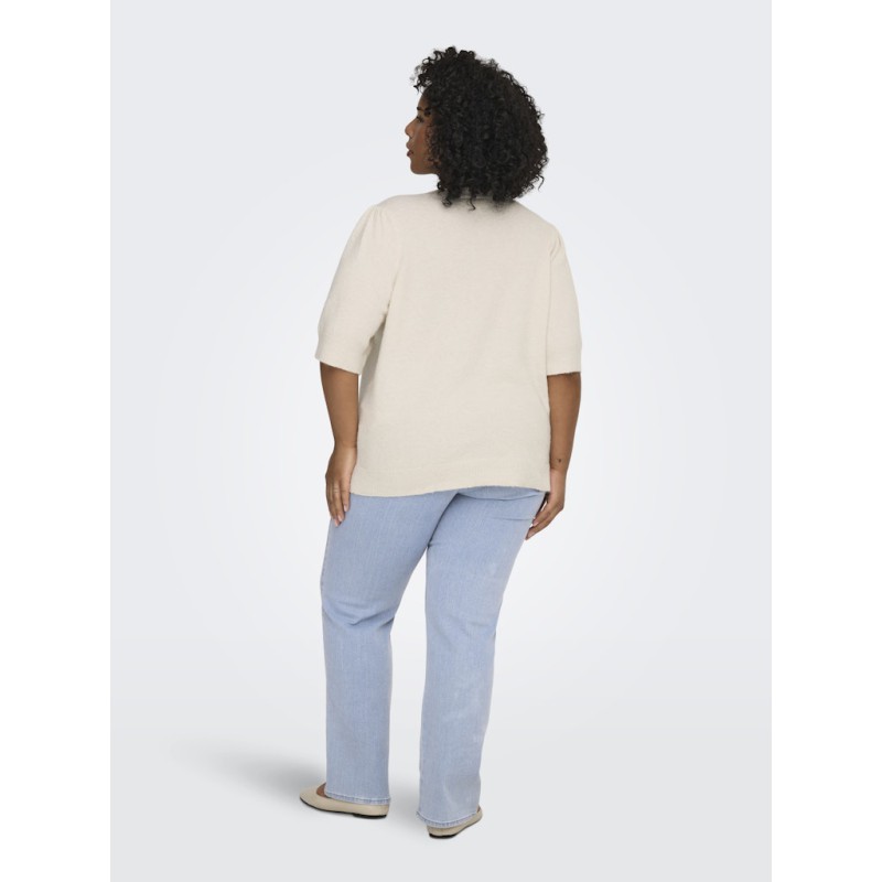 ONLY CARMAKOMA Rica 2/4 strik Top - Birch Melange