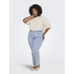 ONLY CARMAKOMA Rica 2/4 strik Top - Birch Melange