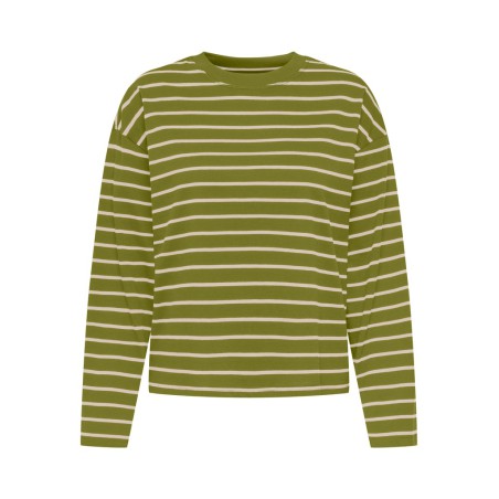 ONLY Happy langærmet stribet t-shirt - Cardamom Seed SANDSHELL