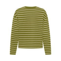 ONLY Happy langærmet stribet t-shirt - Cardamom Seed SANDSHELL