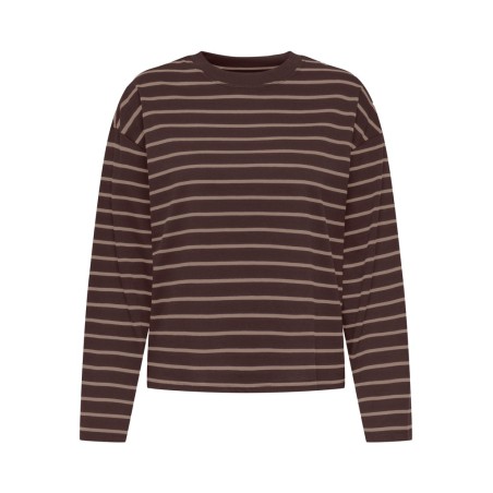 ONLY Happy langærmet stribet t-shirt - Coffee Bean TAUPE GRAY