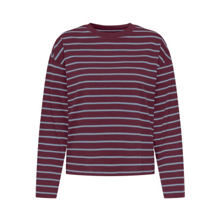 ONLY Happy langærmet stribet t-shirt - Fig DUSTY BLUE