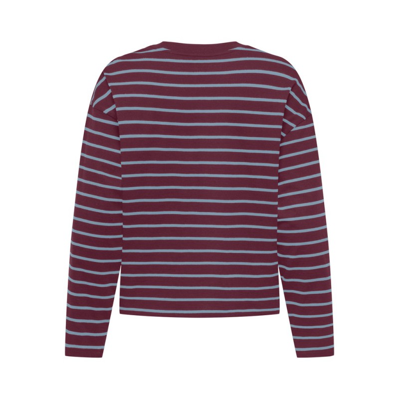 ONLY Happy langærmet stribet t-shirt - Fig DUSTY BLUE