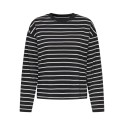 ONLY Happy langærmet stribet t-shirt - Sort CLOUD DANCER
