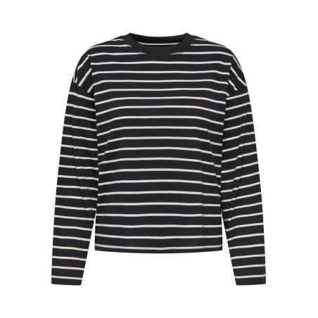 ONLY Happy langærmet stribet t-shirt - Sort CLOUD DANCER