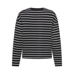 ONLY Happy langærmet stribet t-shirt - Sort CLOUD DANCER