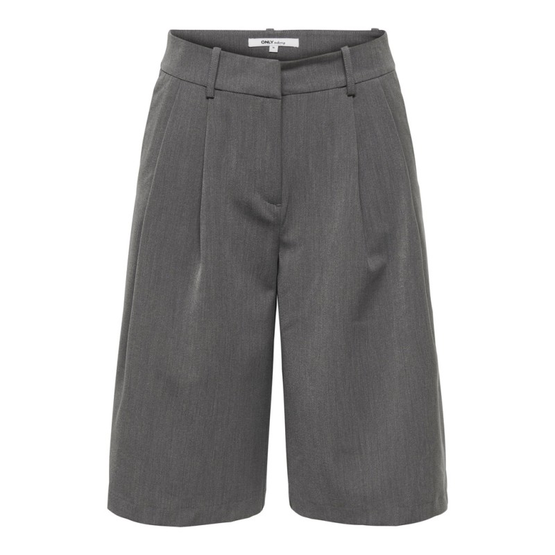 ONLY Alina mellemtalje bermuda lange shorts - Medium Grey Melange LONG