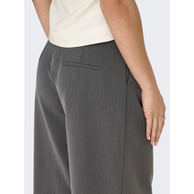 ONLY Alina mellemtalje bermuda lange shorts - Medium Grey Melange LONG