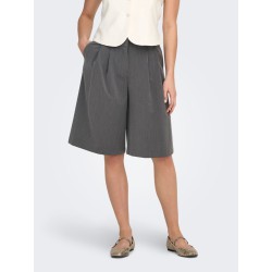 ONLY Alina mellemtalje bermuda lange shorts - Medium Grey Melange LONG