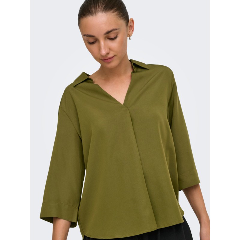JDY Dolly 3/4 v-hals top - Dark Olive