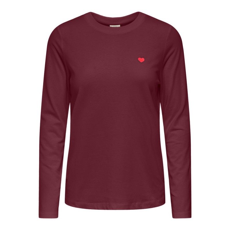 JDY Pisa langærmet print bluse - Windsor Wine BITTERSWEET HEART