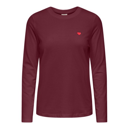 JDY Pisa langærmet print bluse - Windsor Wine / Bittersweet Heart