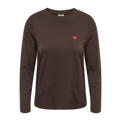 JDY Pisa langærmet print bluse - Coffee Bean BITTERSWEET HEART