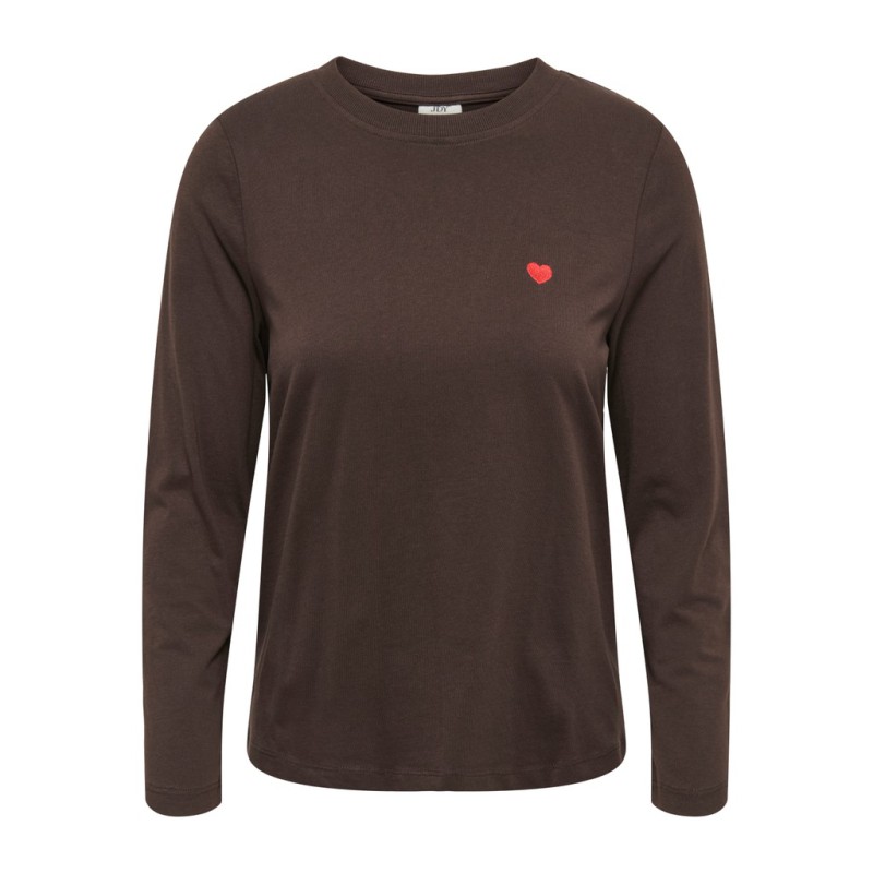 JDY Pisa langærmet print bluse - Coffee Bean BITTERSWEET HEART