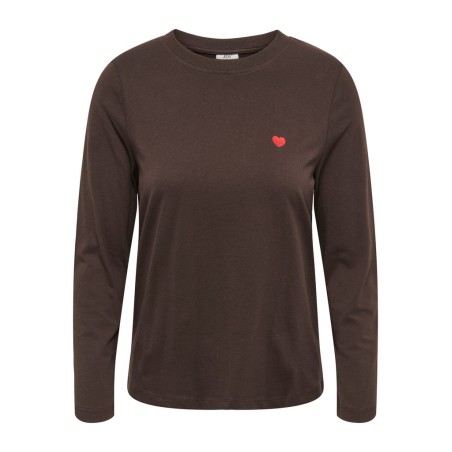 JDY Pisa langærmet print bluse - Coffee Bean BITTERSWEET HEART