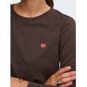 JDY Pisa langærmet print bluse - Coffee Bean BITTERSWEET HEART