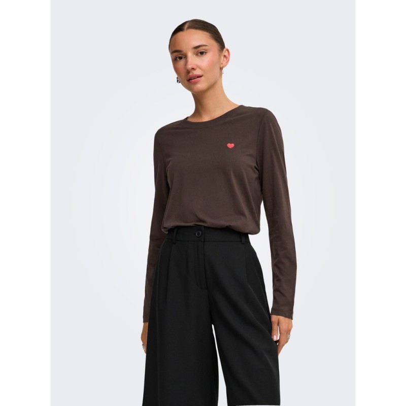 JDY Pisa langærmet print bluse - Coffee Bean BITTERSWEET HEART