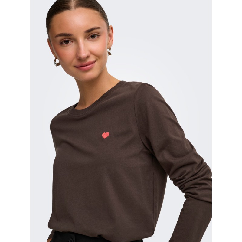 JDY Pisa langærmet print bluse - Coffee Bean BITTERSWEET HEART