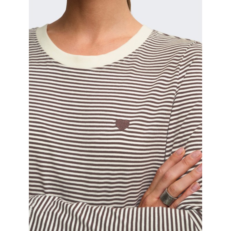 JDY Pisa langærmet print bluse - Cloud Dancer COFFEE BEAN
