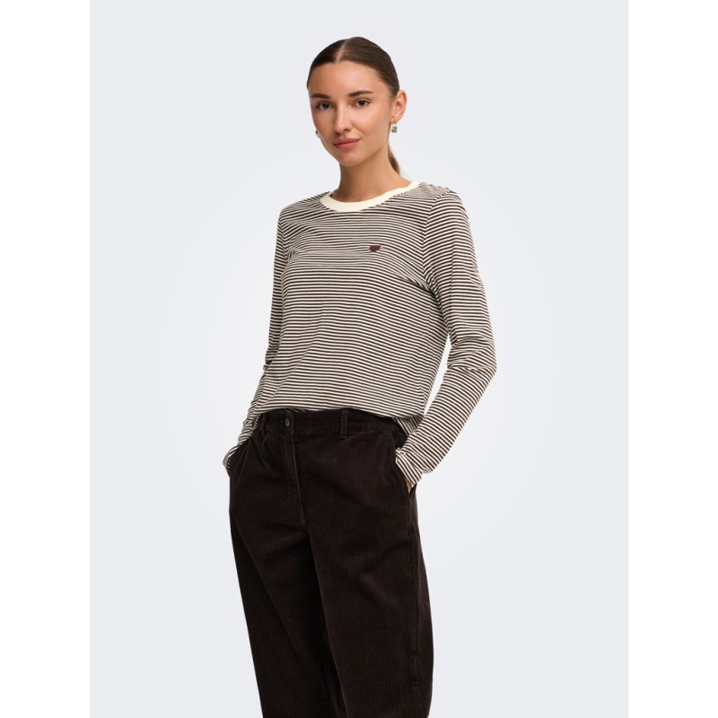 JDY Pisa langærmet print bluse - Cloud Dancer COFFEE BEAN