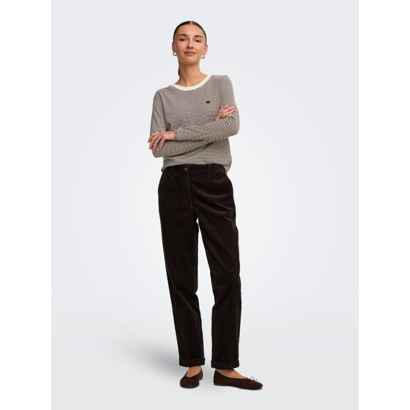JDY Pisa langærmet print bluse - Cloud Dancer COFFEE BEAN