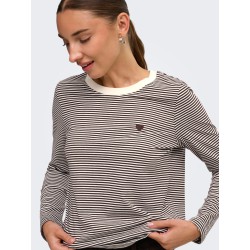 JDY Pisa langærmet print bluse - Cloud Dancer COFFEE BEAN